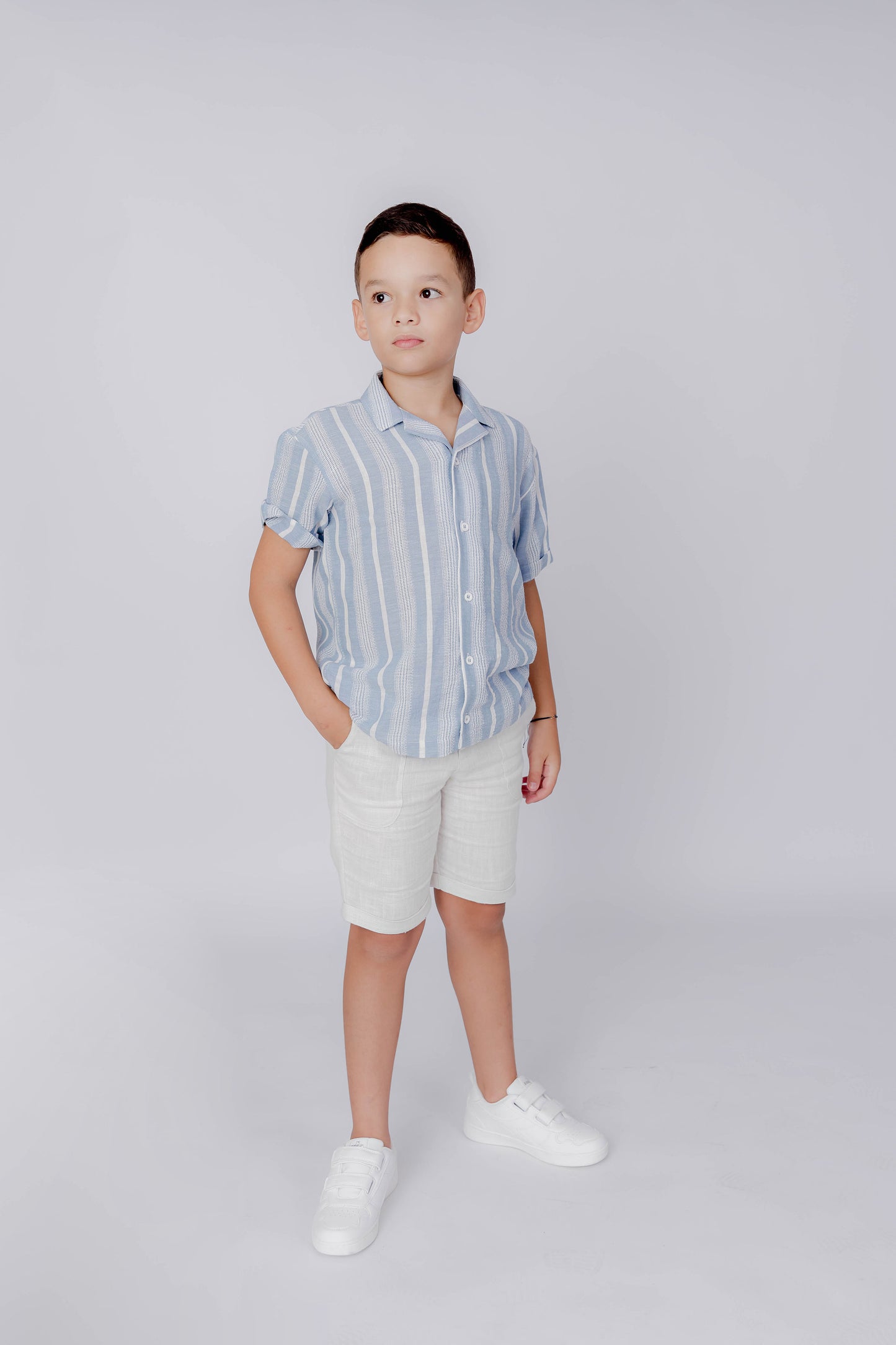 Camisa lino celeste