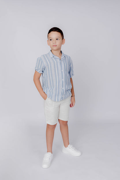 Camisa lino celeste