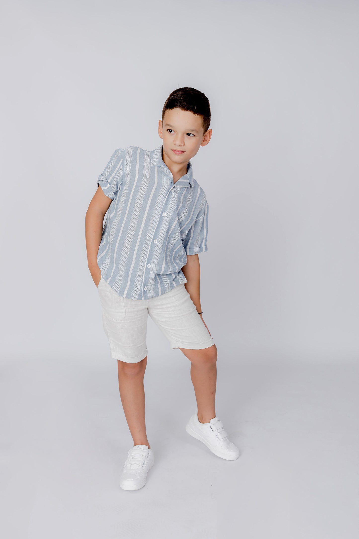 Camisa lino celeste