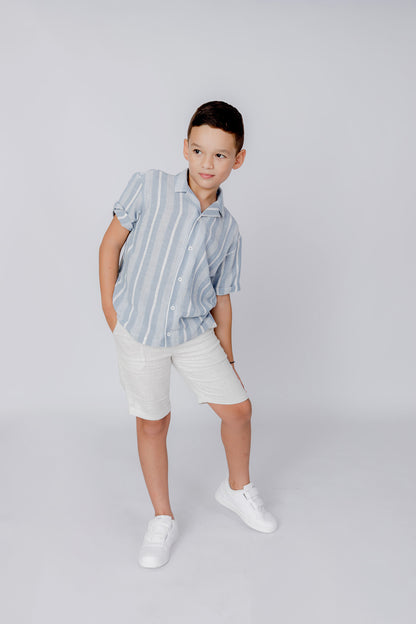 Camisa lino celeste