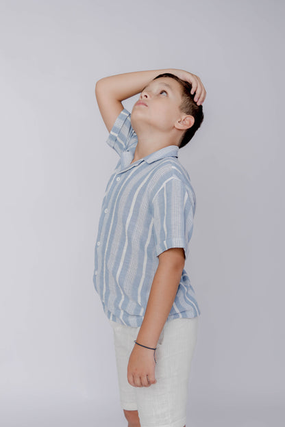Camisa lino celeste